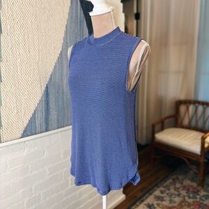 Sonoma Blue and White Mock Neck Tank Top